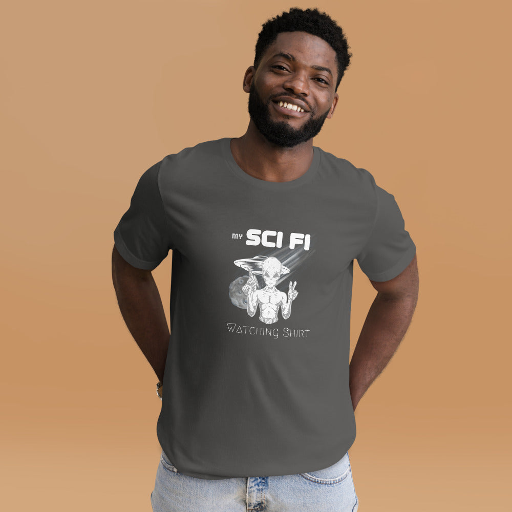 Sci-Fi Watching Shirt Unisex t-shirt WHT