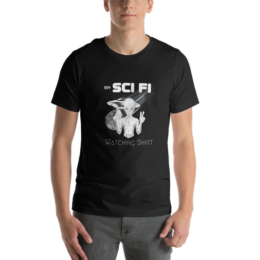Sci-Fi Watching Shirt Unisex t-shirt WHT