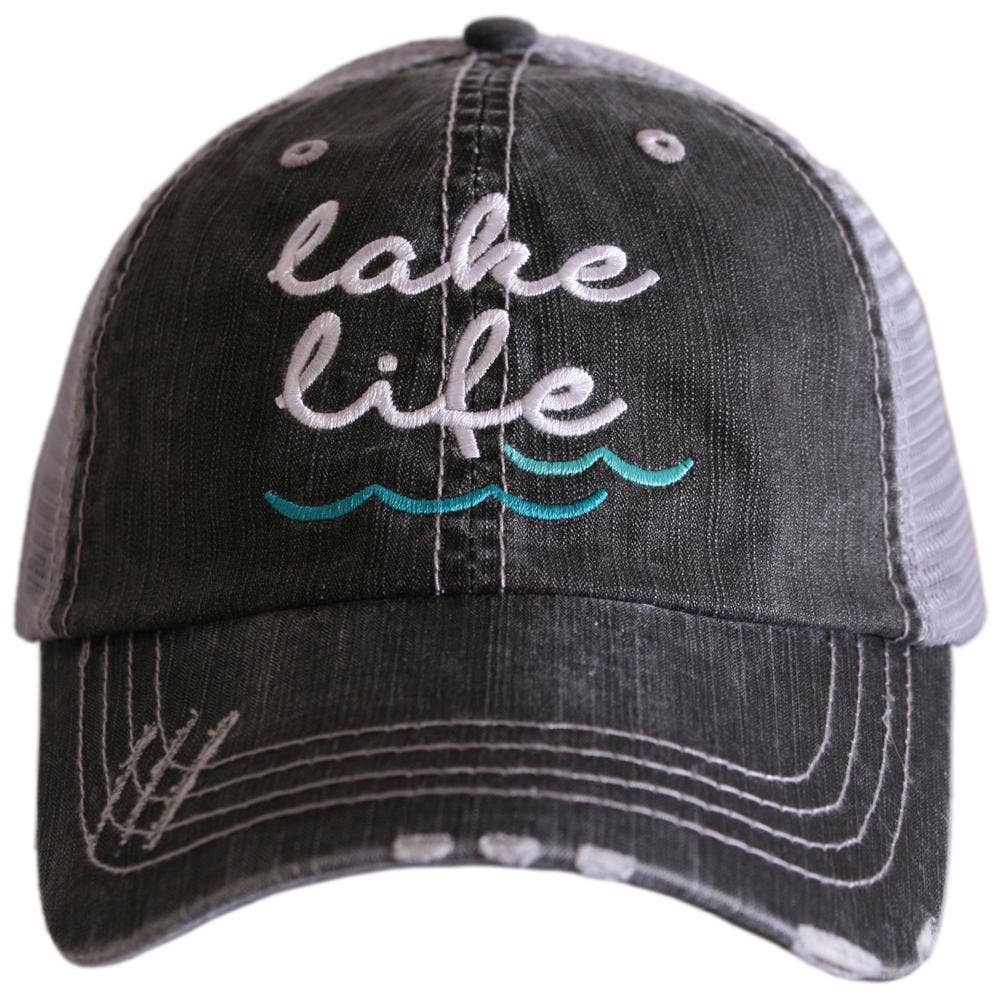 Lake Life Waves Wholesale Women's Trucker Hats: Gray