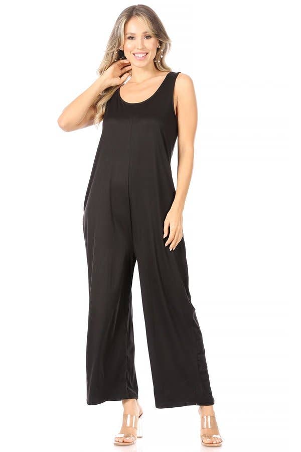 Solid Knit Sleeveless Jumpsuit