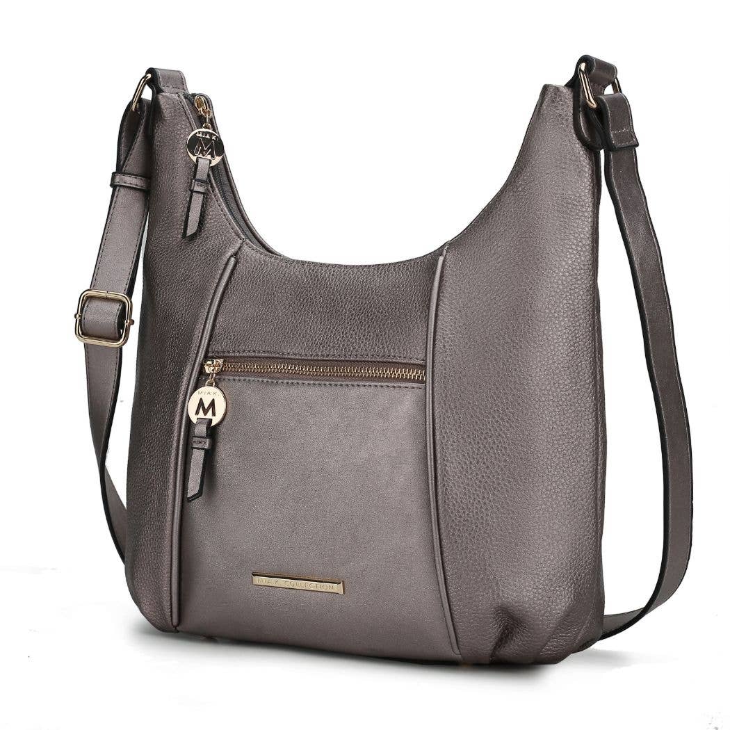 MKC Vegan Leather Shoulder Handbag PEWTER