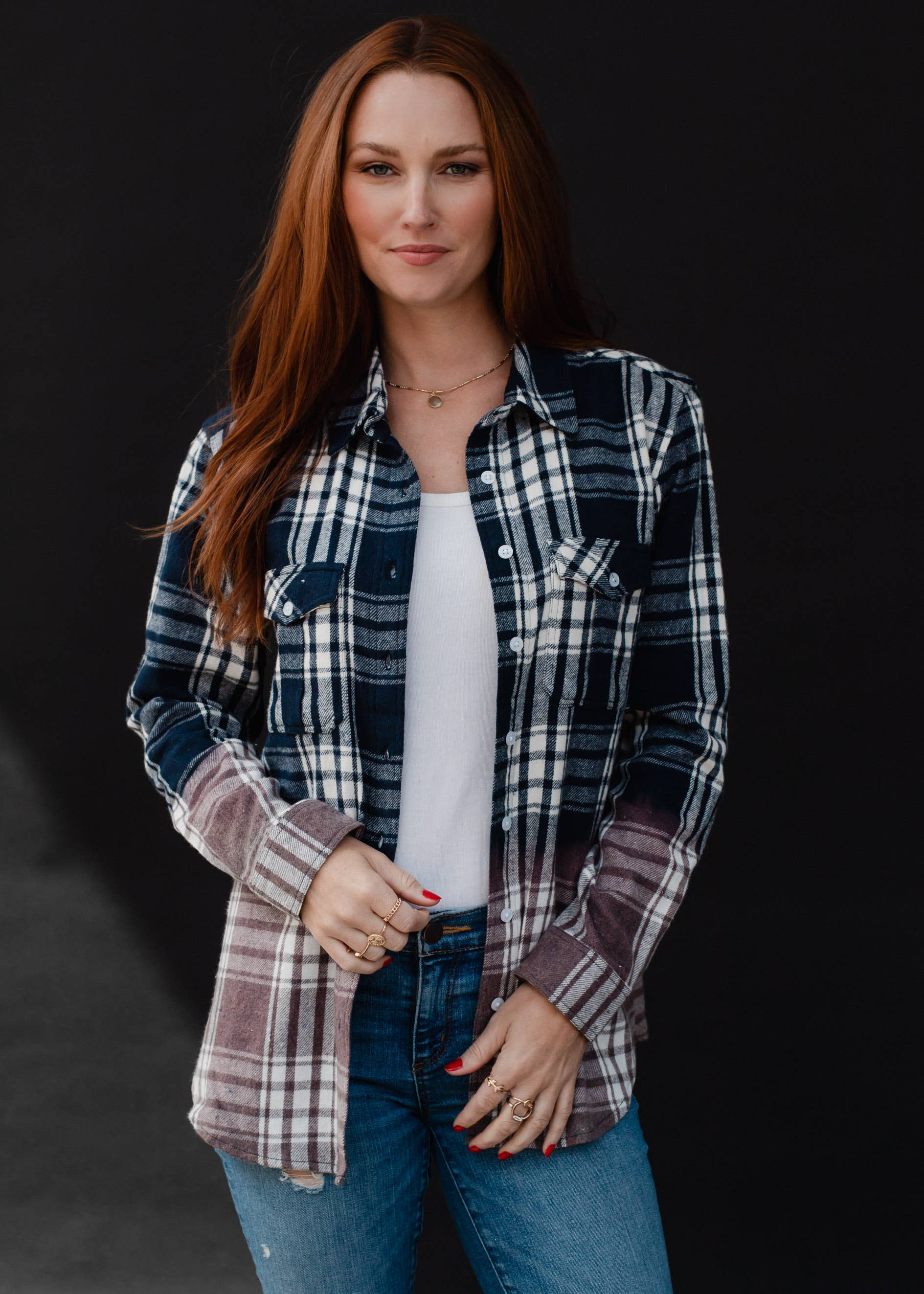 Plaid Flannel Button Up NAVY