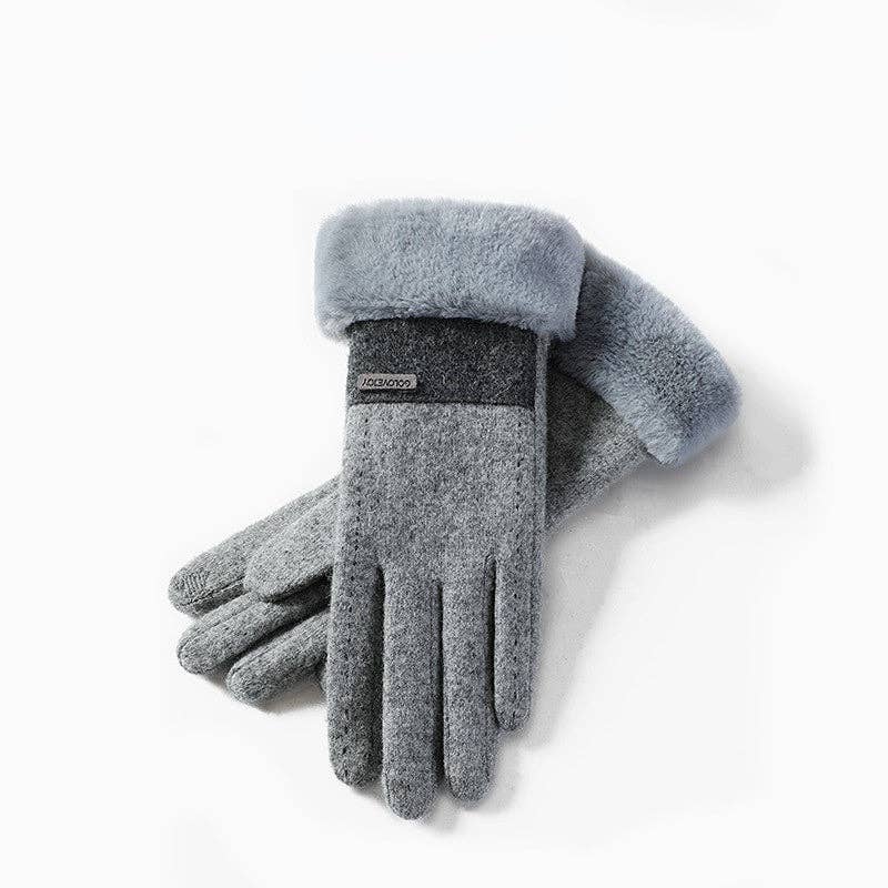 Windproof Wool Blending Gloves GREY