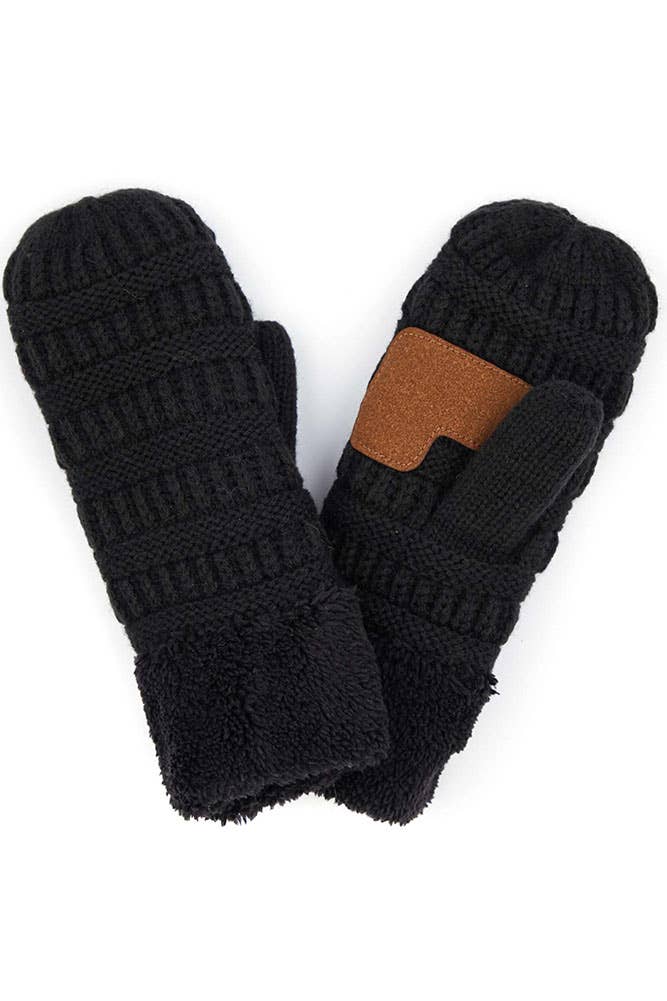 C.C Solid Color Knitted Mitten BLACK