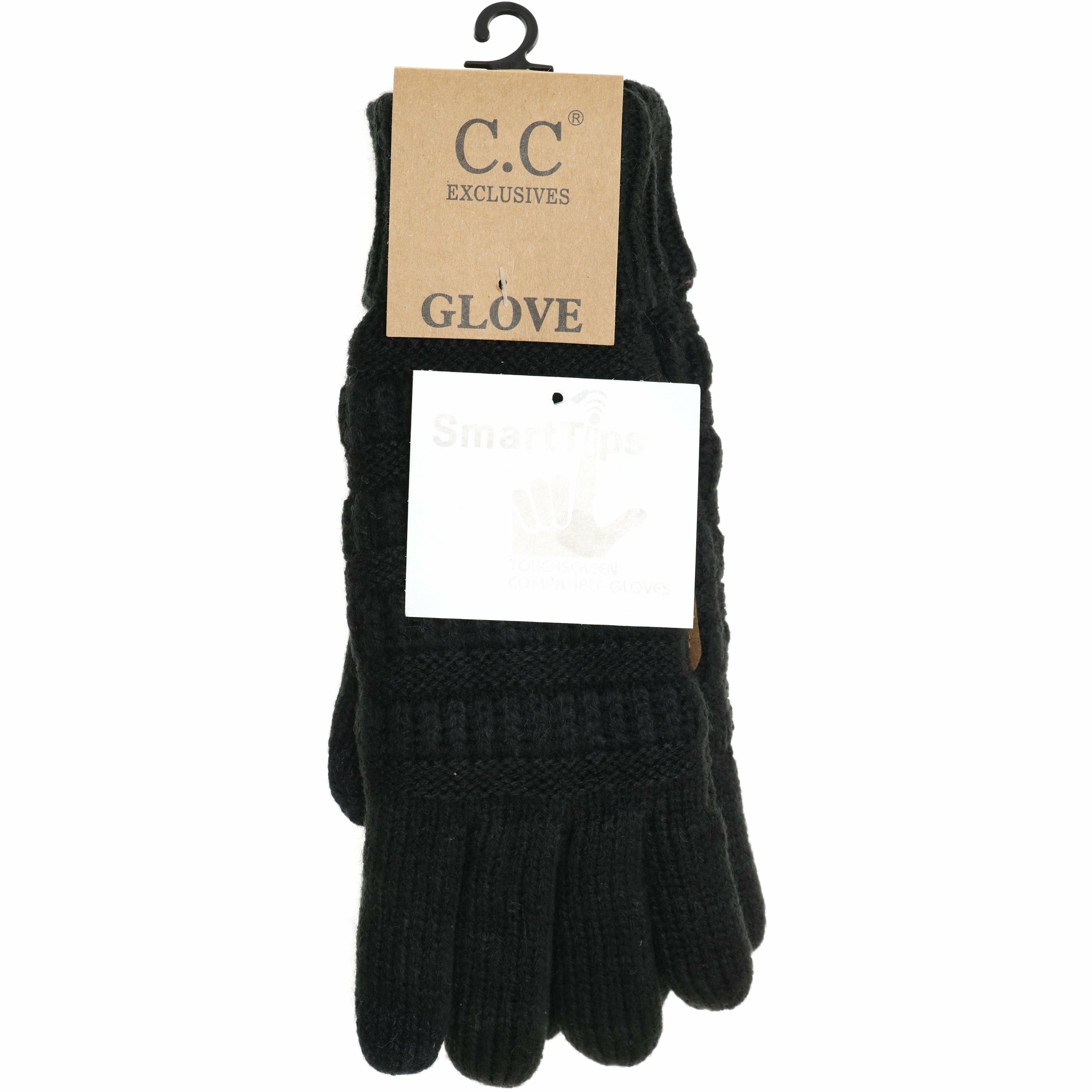 Knit CC Gloves with Lining BLACK