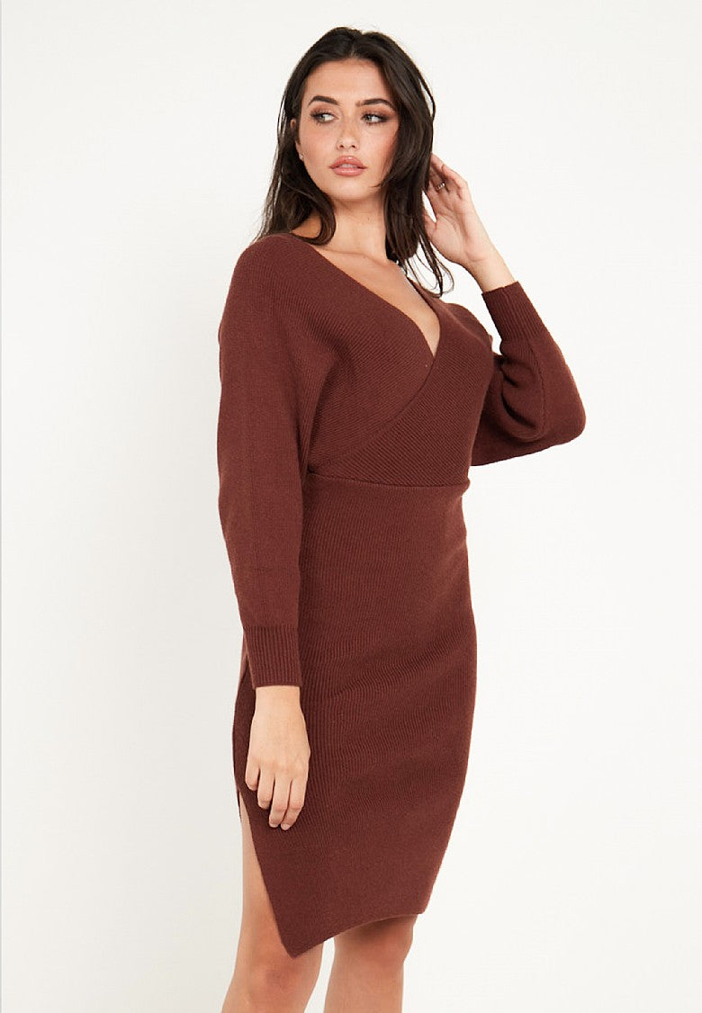 Bagota Knit Wrap Midi Dress