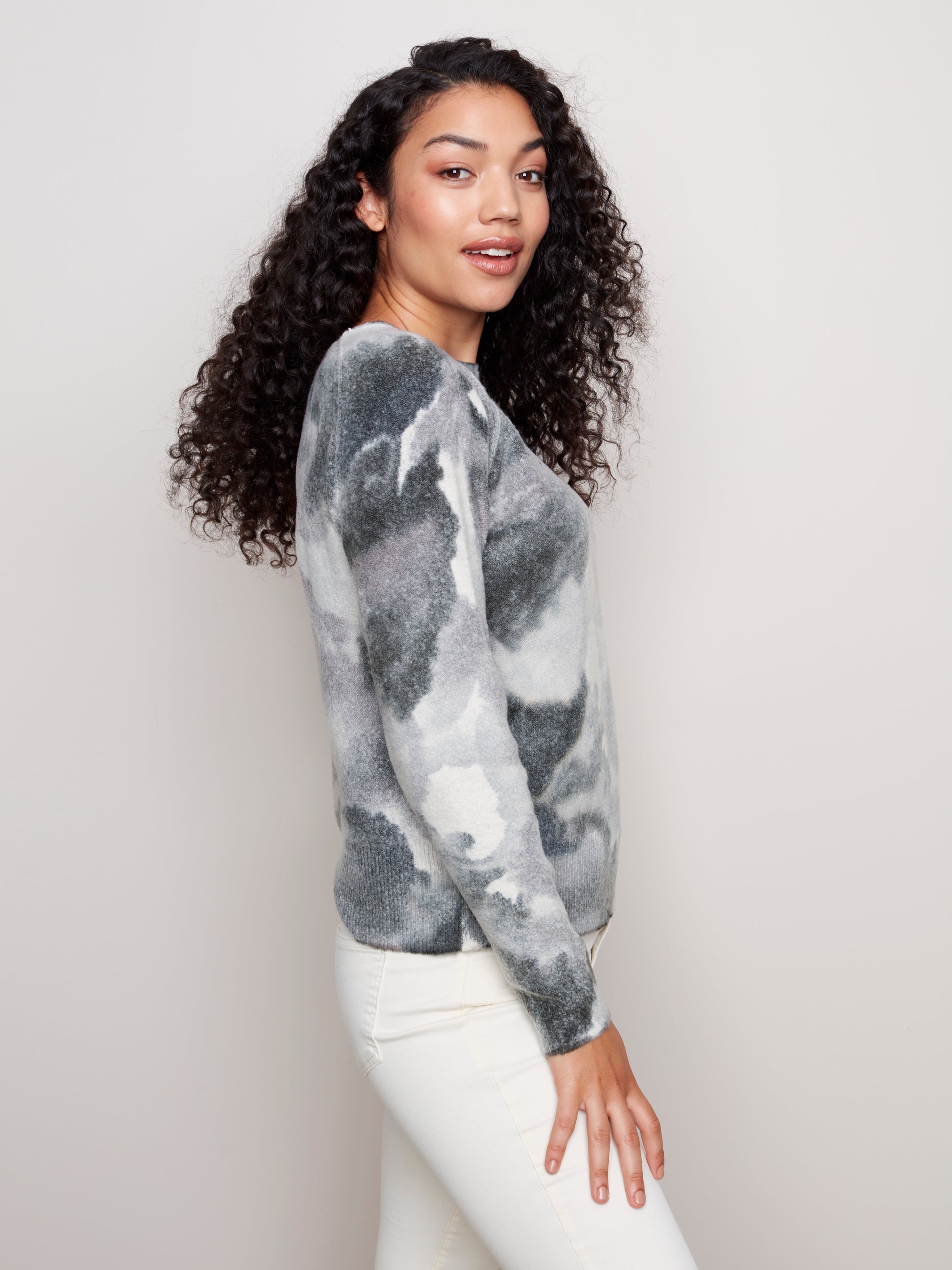 Reversible Printed Sweater CHARCOAL