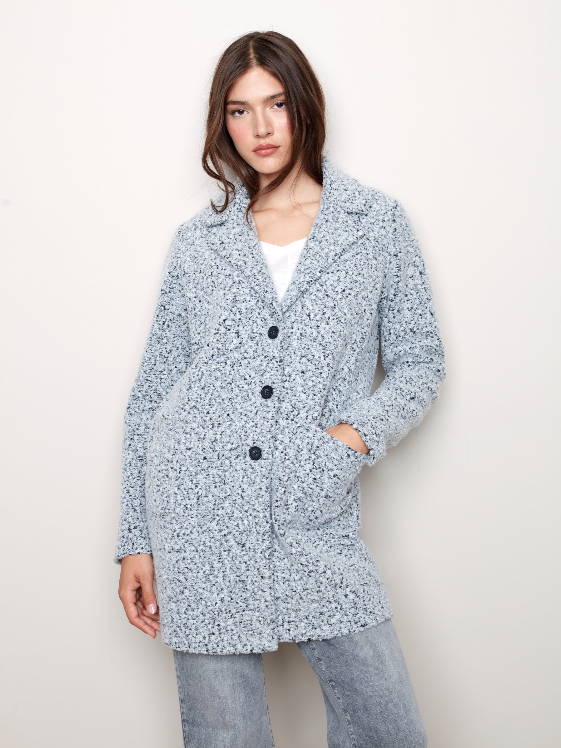 Solid Boucle Coat CHARCOAL