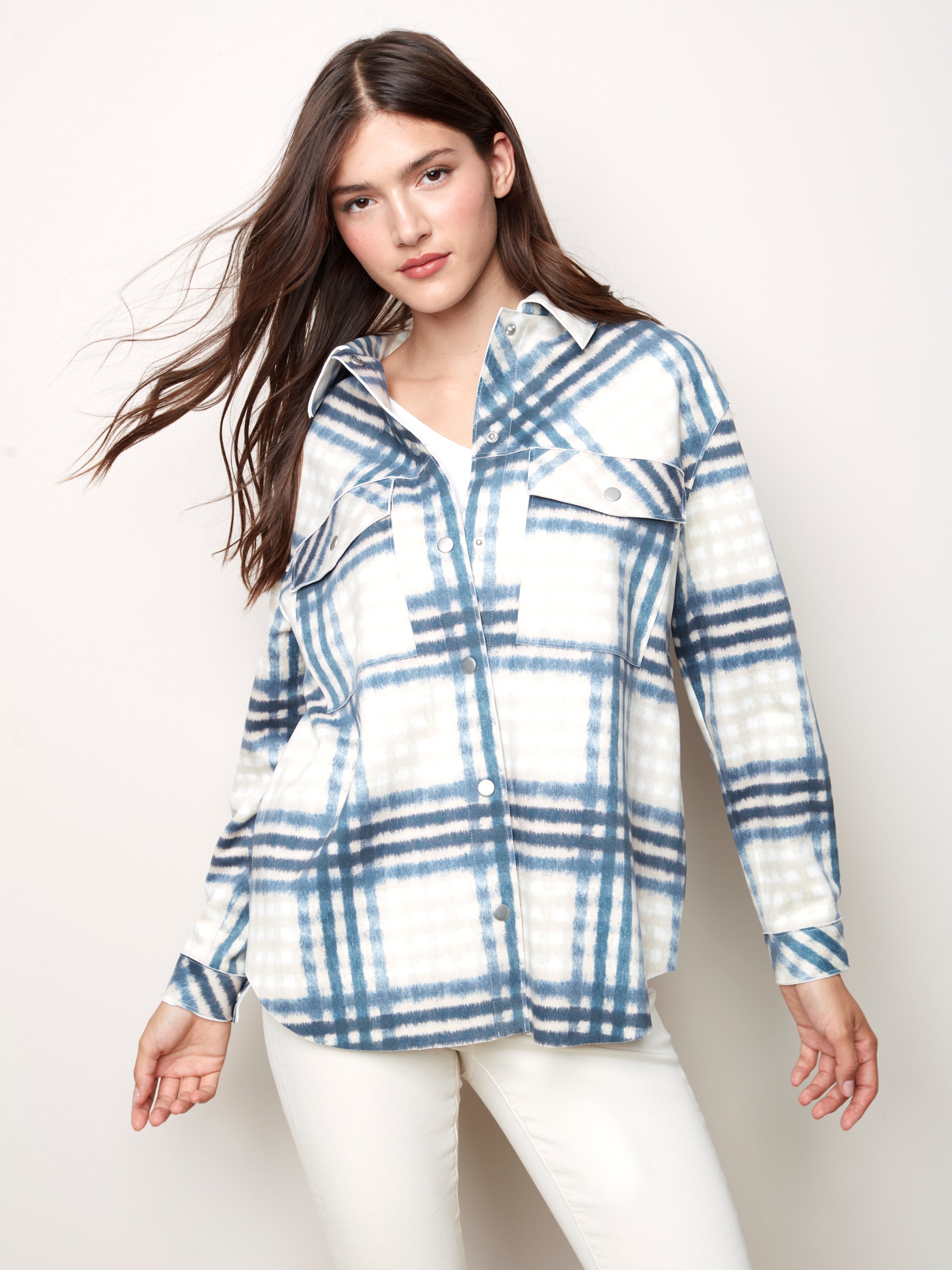 Plaid Scuba Shirt Jacket