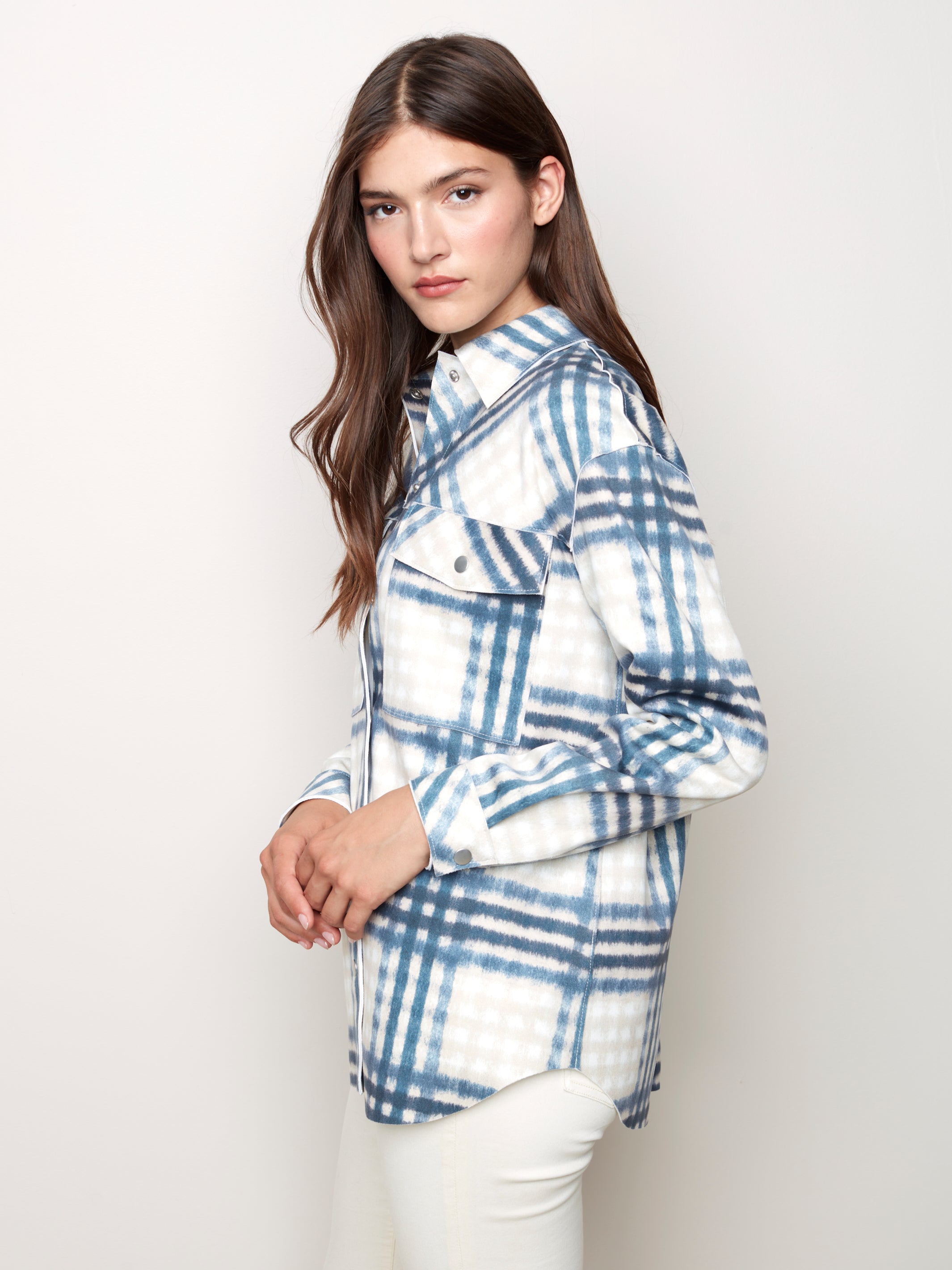 Plaid Scuba Shirt Jacket