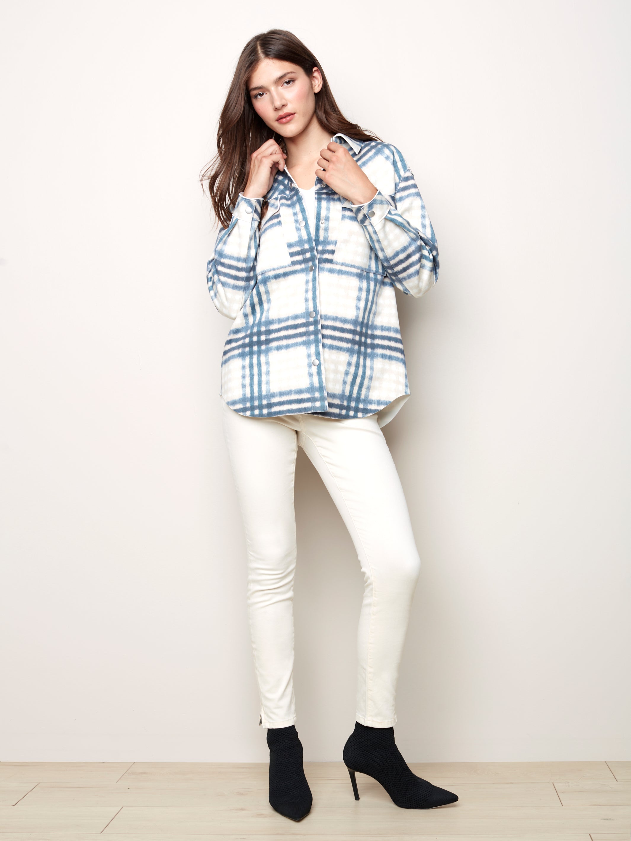 Plaid Scuba Shirt Jacket