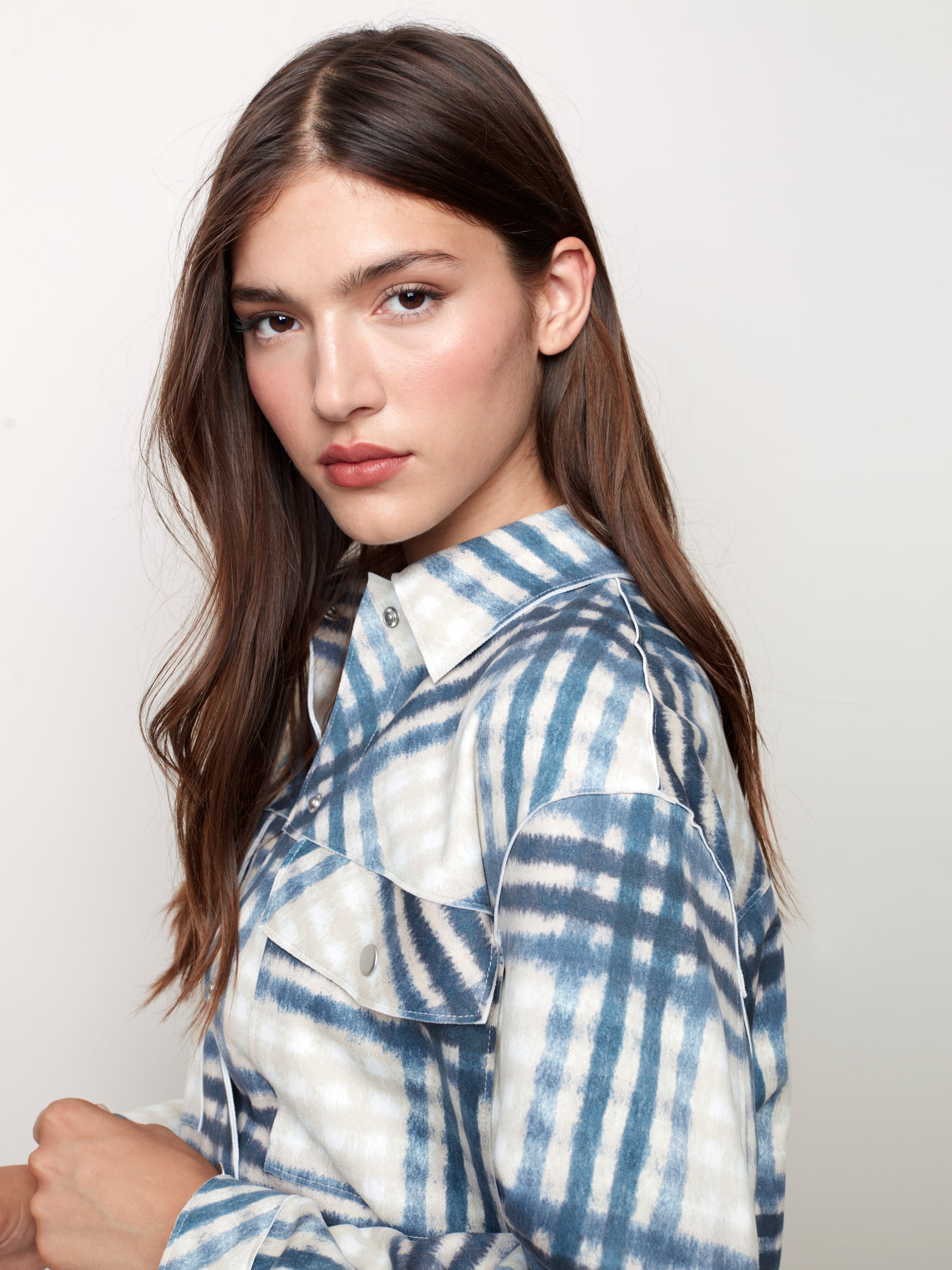 Plaid Scuba Shirt Jacket