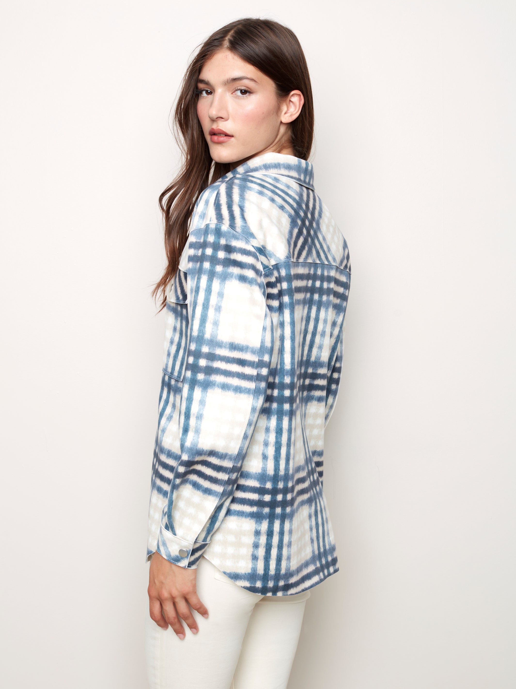 Plaid Scuba Shirt Jacket