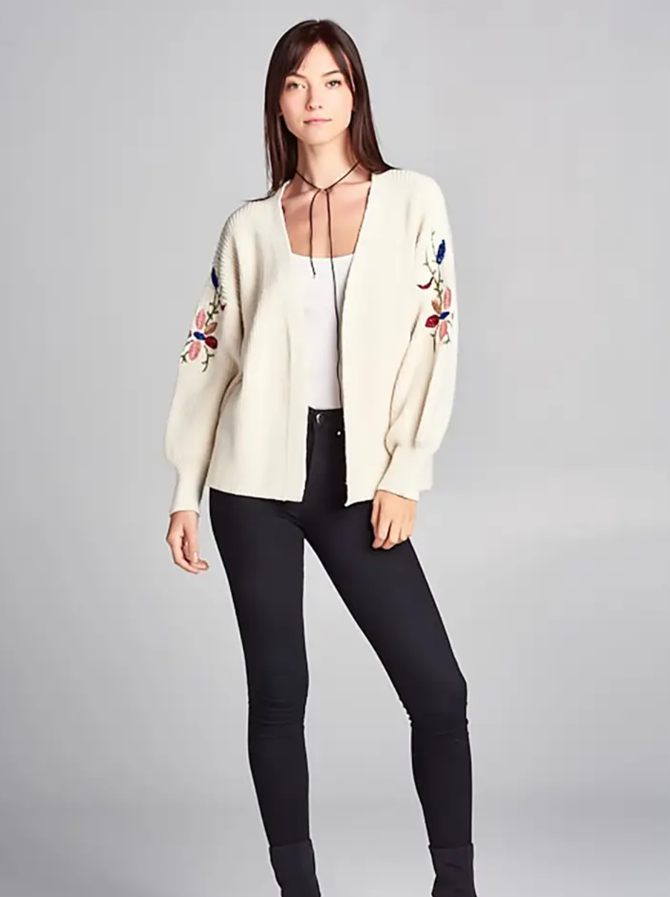 Knit Embroidered Sweater Cardigan