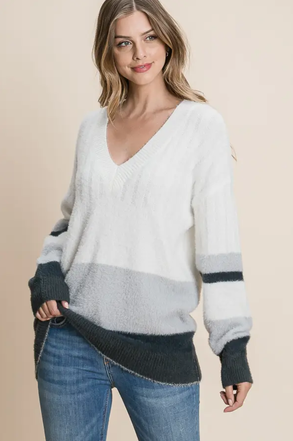 Mohair Colour Block Sweater