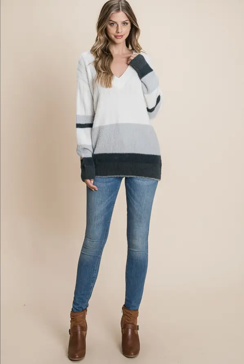 Mohair Colour Block Sweater