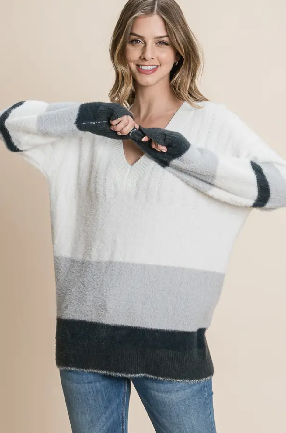 Mohair Colour Block Sweater