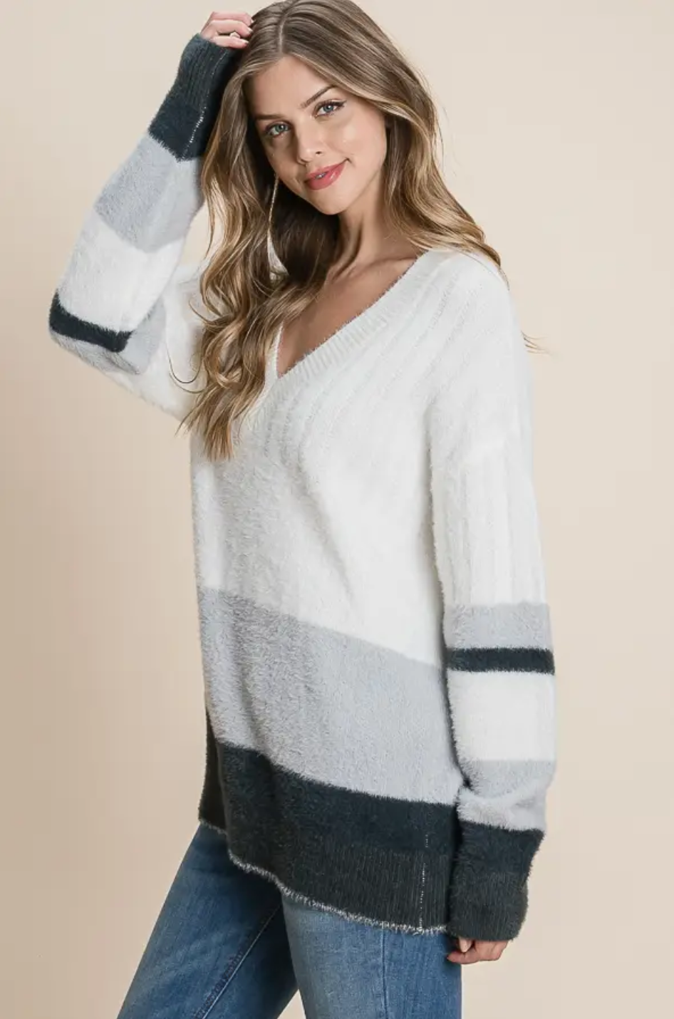 Mohair Colour Block Sweater