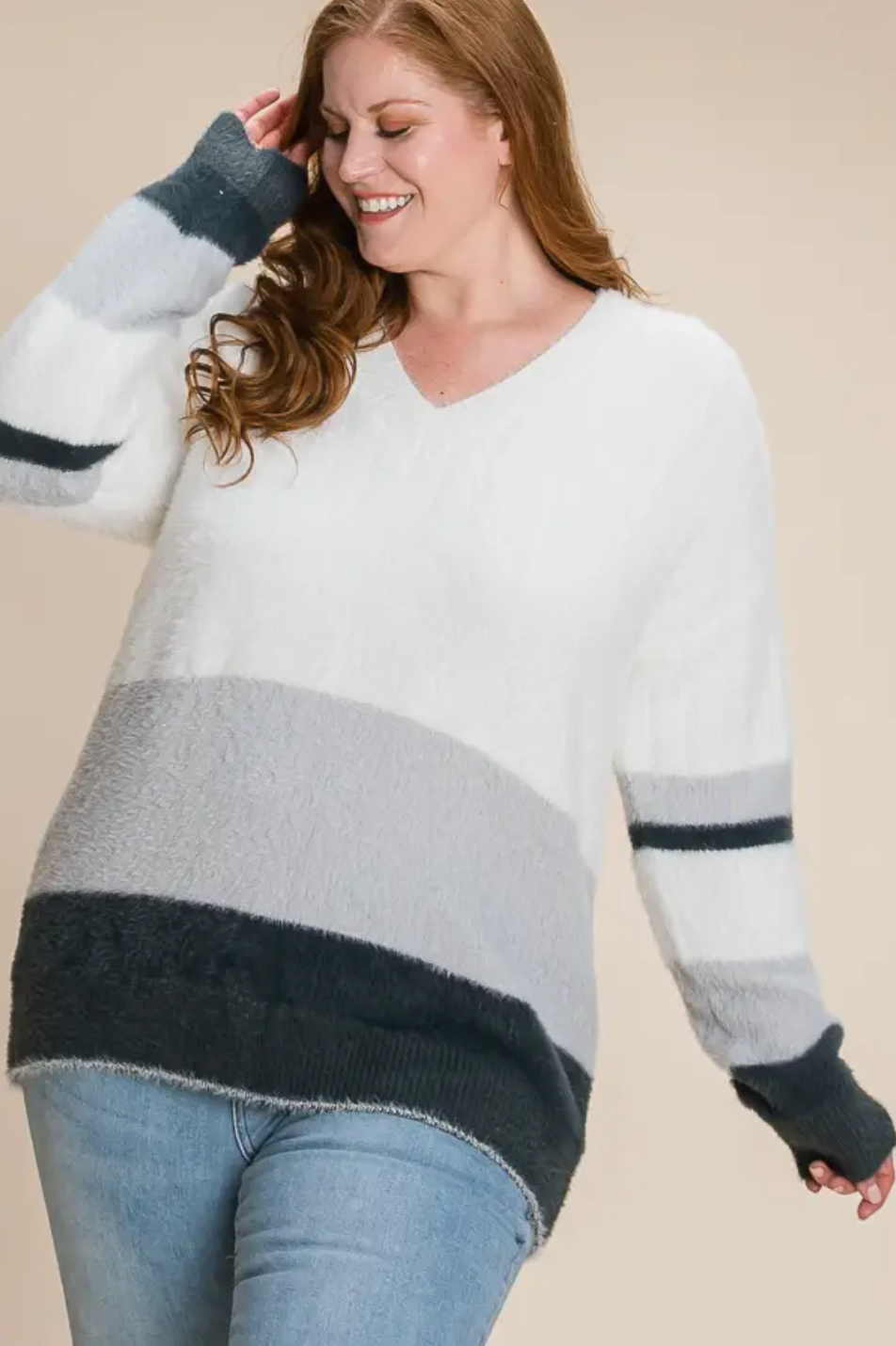 Mohair Colour Block Sweater