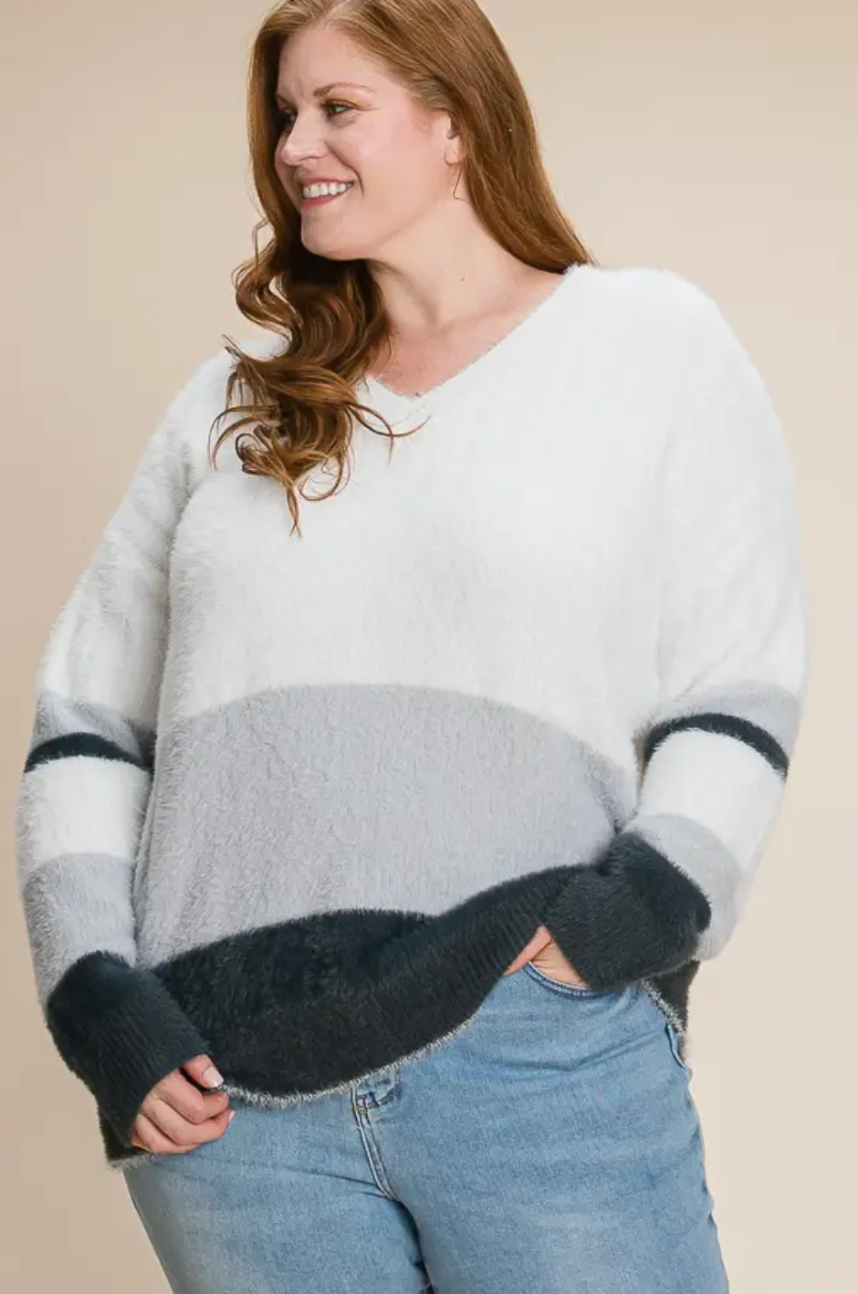 Mohair Colour Block Sweater