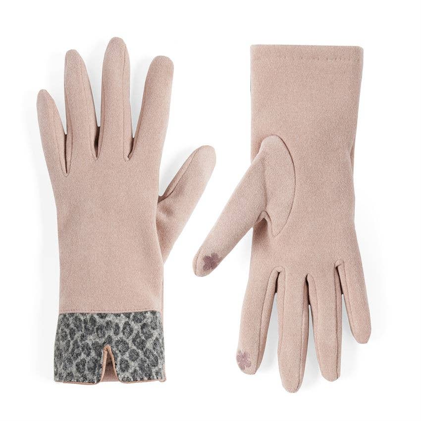 Animal Cuff Texting Gloves - Pink