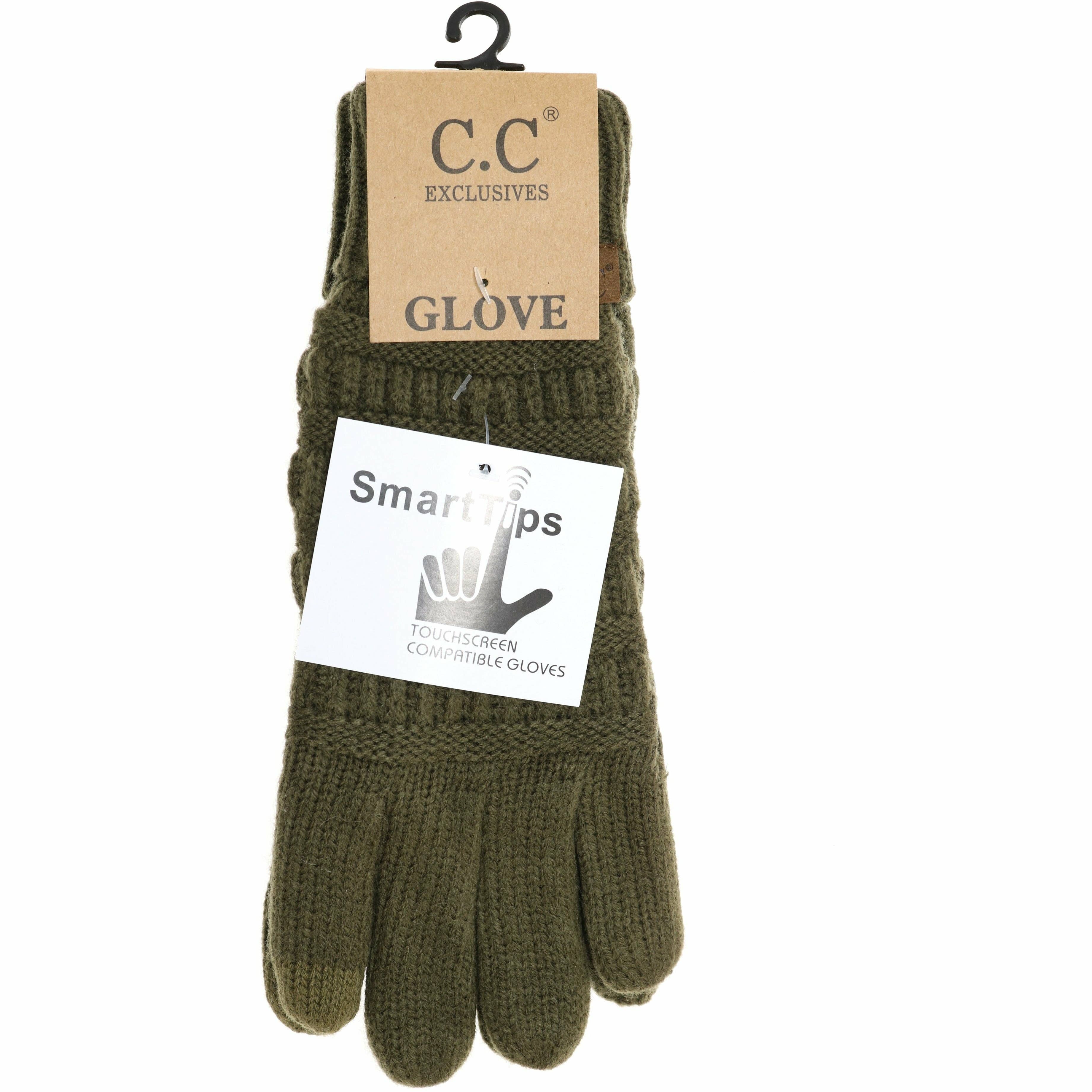 Knit CC Gloves with Lining OLIVE