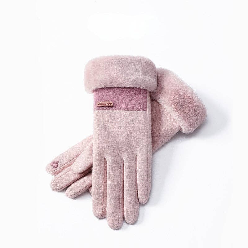 Windproof Wool Blending Gloves PINK