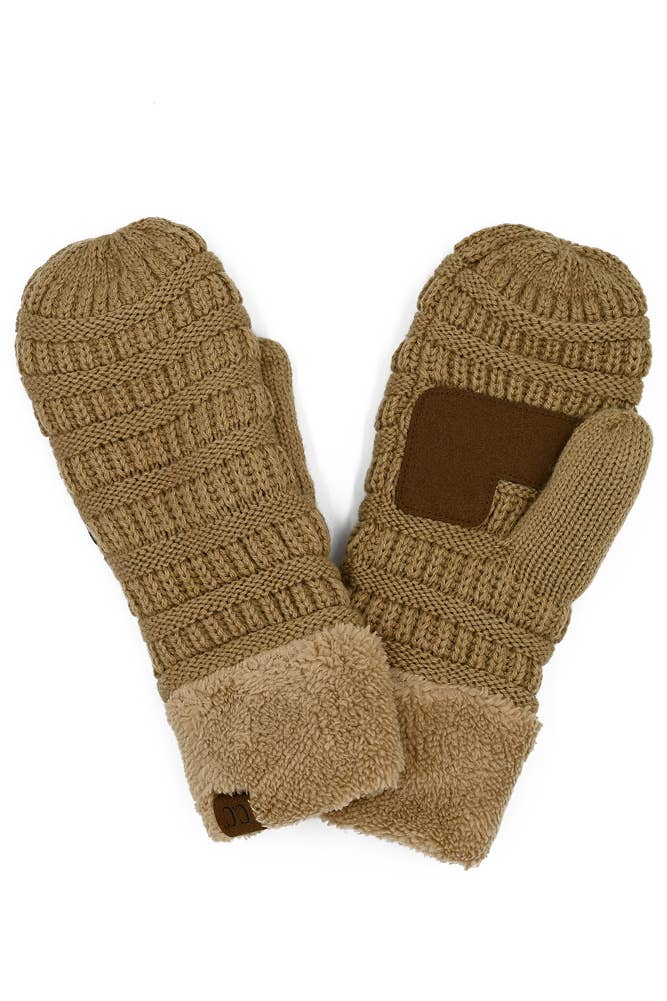 C.C Solid Color Knitted Mitten OATMEAL