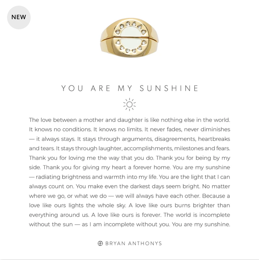 You Are My Sunshine Rings